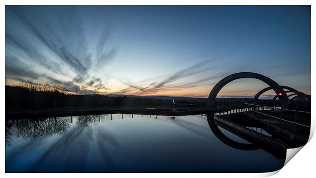 Sunset at Falkirk Wheel Print by Garry Quinn