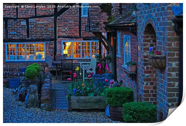 Evening in the courtyard Print by Chris Langley