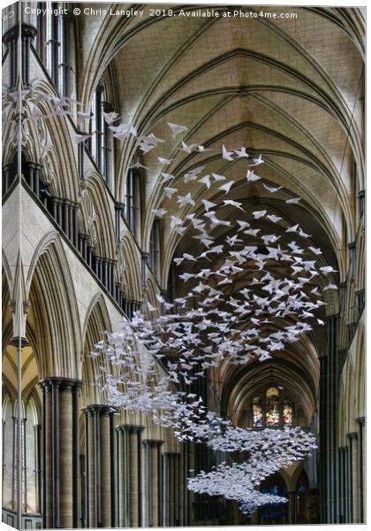 Origami Doves in Salisbury Cathedral Canvas Print by Chris Langley