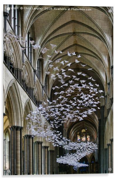 Origami Doves in Salisbury Cathedral Acrylic by Chris Langley