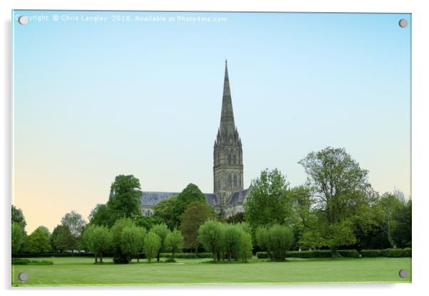 Salisbury Cathedral Close Acrylic by Chris Langley