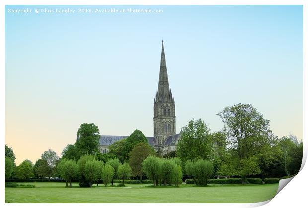 Salisbury Cathedral Close Print by Chris Langley