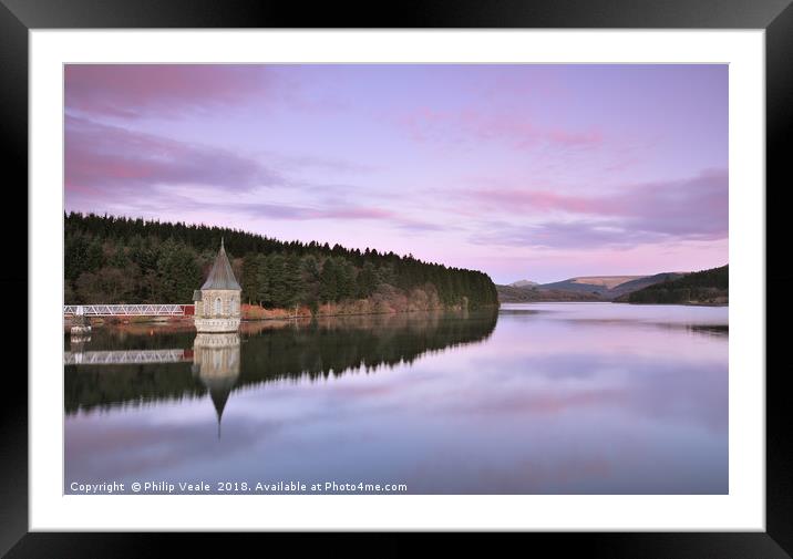 Pontsticill Reservoir Serene Sunrise. Framed Mounted Print by Philip Veale