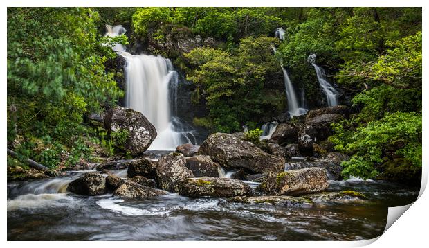 Inversnaid Waterfalls at Loch Lomond Print by George Robertson