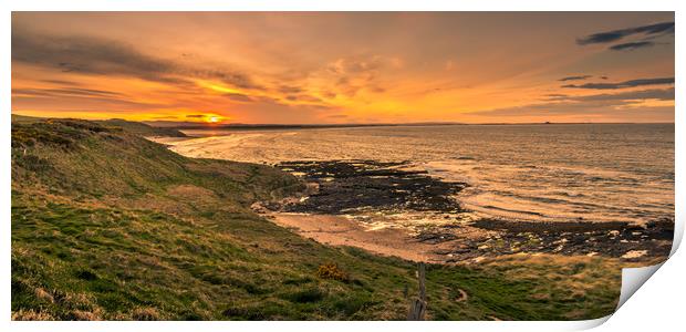 Dreamy sunset at Bamburgh beach  Print by Naylor's Photography