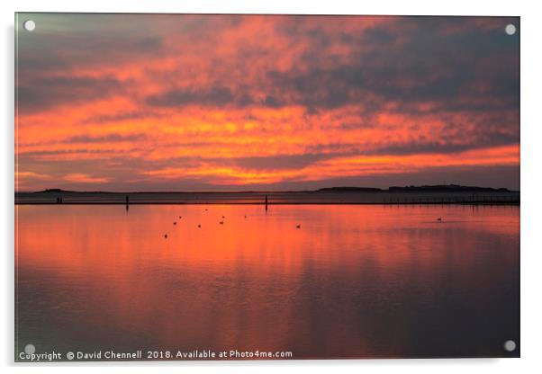 West Kirby Sunset Reflection   Acrylic by David Chennell