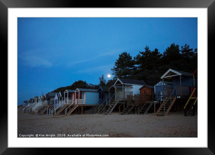 Beach Huts at Wells Next the Sea Framed Mounted Print by Kim Wright