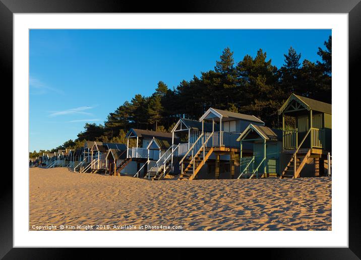 The Wonderful Beach Huts of Wells Framed Mounted Print by Kim Wright