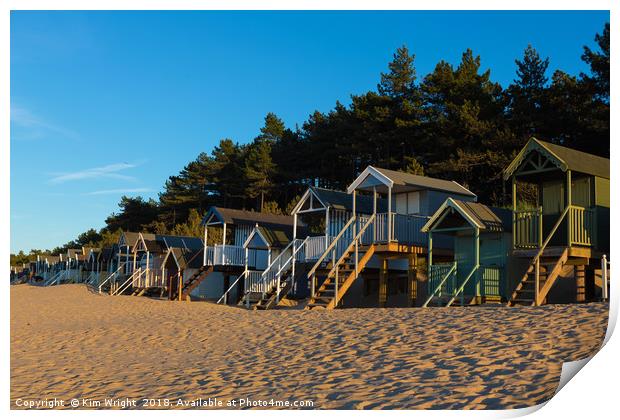 The Wonderful Beach Huts of Wells Print by Kim Wright