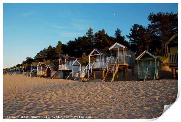 The Wonderful Beach Huts of Wells Next the Sea Print by Kim Wright