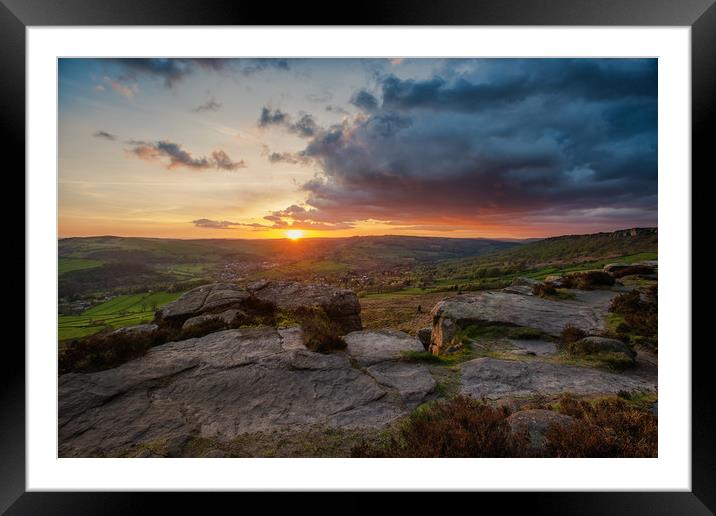 Baslow edge  sunset Framed Mounted Print by Jason Thompson