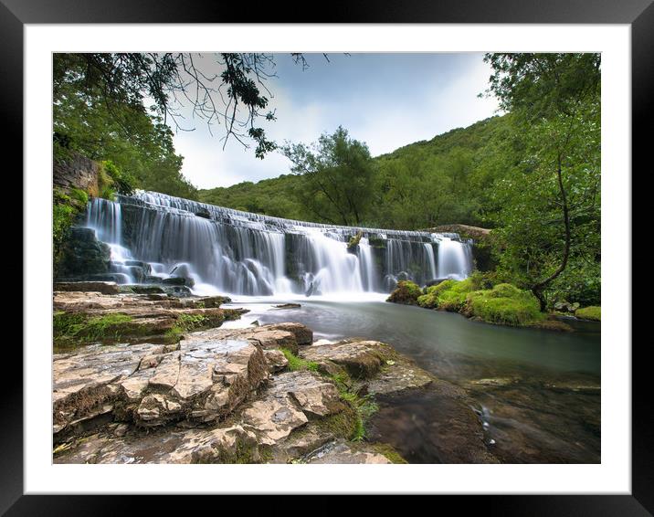 Monsal head waterfall Framed Mounted Print by Jason Thompson