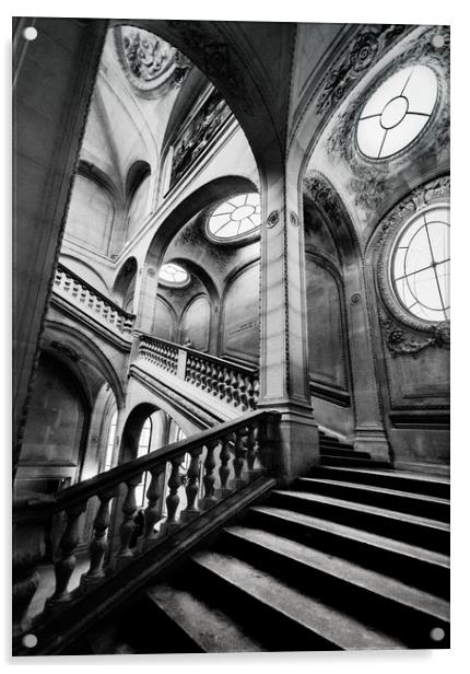 A Stairwell in the Louvre Museum, Paris Acrylic by Maggie McCall
