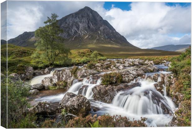 Buchaille Etive Mor and the waterfalls Canvas Print by George Robertson