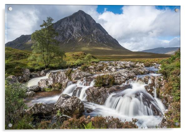 Buchaille Etive Mor and the waterfalls Acrylic by George Robertson