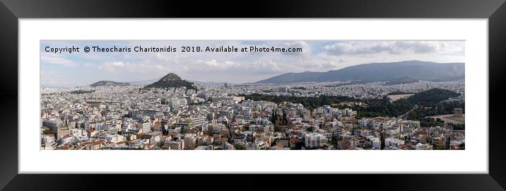 Athens, Greece day view panoramic landscape. Framed Mounted Print by Theocharis Charitonidis