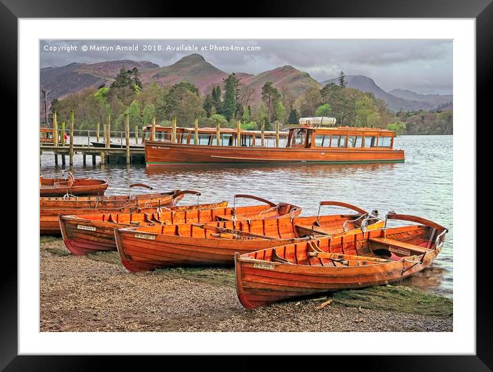 Derwentwater Canoes at Keswick Framed Mounted Print by Martyn Arnold