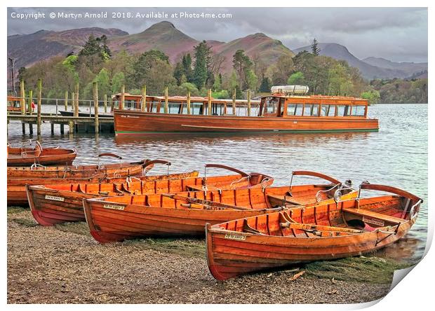 Derwentwater Canoes at Keswick Print by Martyn Arnold