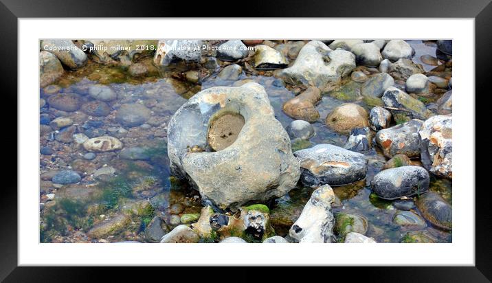 Rocks On The Beach Framed Mounted Print by philip milner