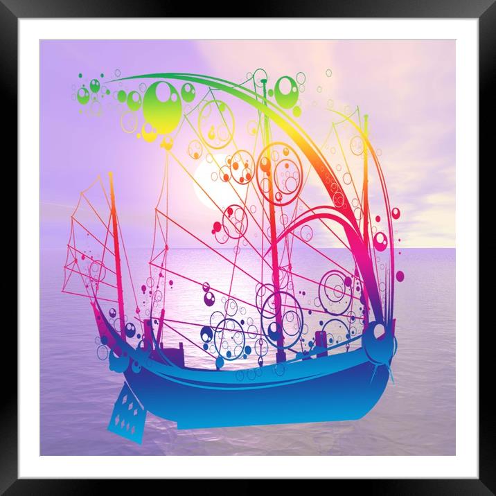 Sailing Ship at Dawn Framed Mounted Print by Matthew Lacey