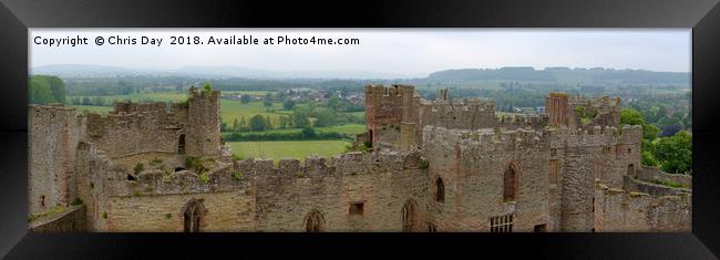 Panoramic View from Ludlow Castle Framed Print by Chris Day