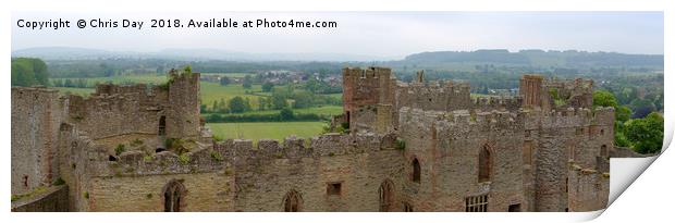 Panoramic View from Ludlow Castle Print by Chris Day