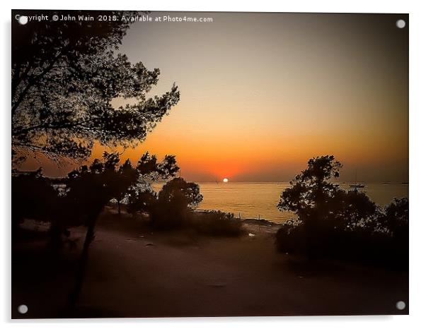 Ibiza Sunset Acrylic by John Wain
