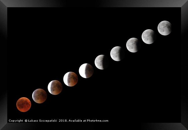 Phases of full eclipse of the Moon Framed Print by Łukasz Szczepański