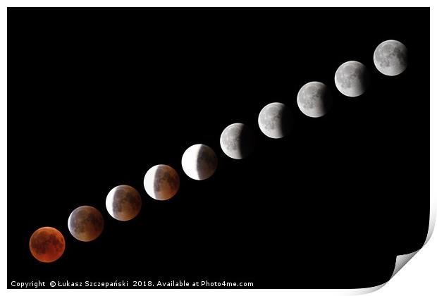 Phases of full eclipse of the Moon Print by Łukasz Szczepański