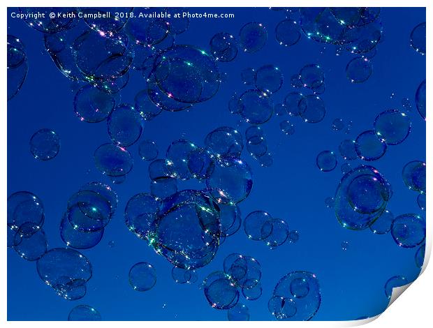 Blue Bubbles Print by Keith Campbell
