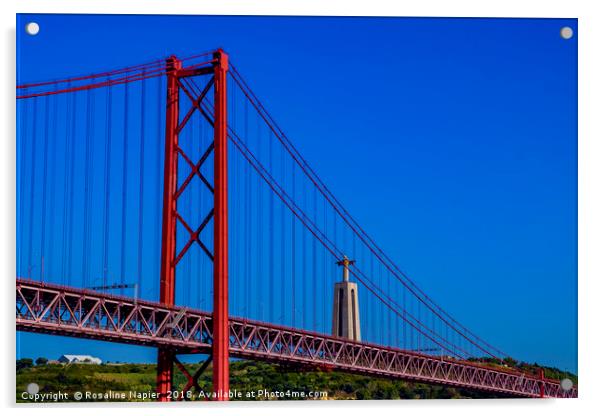 25 April Bridge Lisbon Acrylic by Rosaline Napier