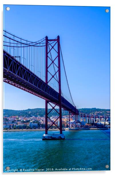 April 25 Bridge Lisbon Acrylic by Rosaline Napier
