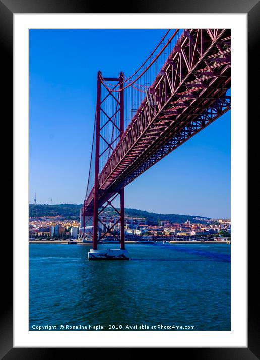 Suspension bridge Lisbon Framed Mounted Print by Rosaline Napier