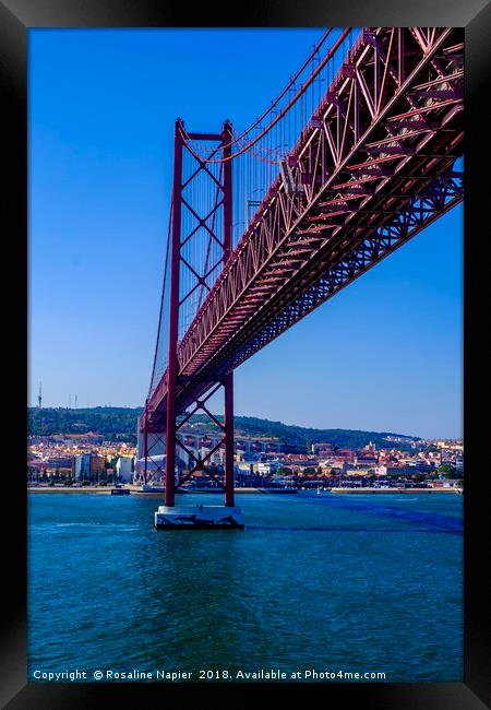 Suspension bridge Lisbon Framed Print by Rosaline Napier