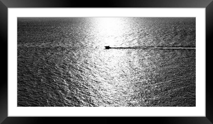 Speedboat Silhouette Framed Mounted Print by Greg Marshall