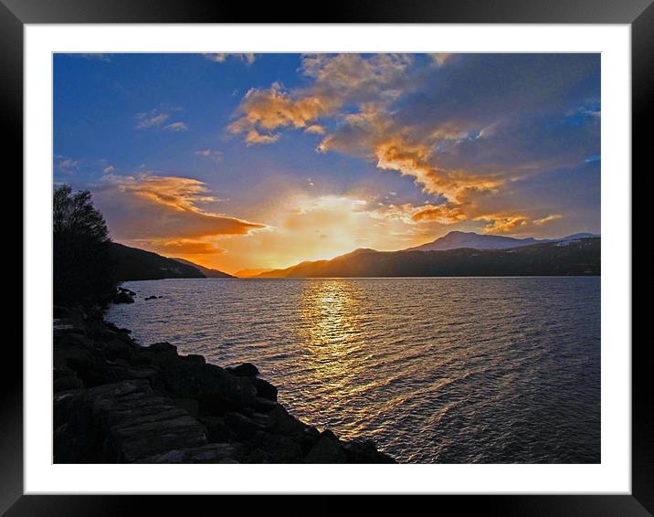 Loch Ness Sunset Framed Mounted Print by Jacqi Elmslie