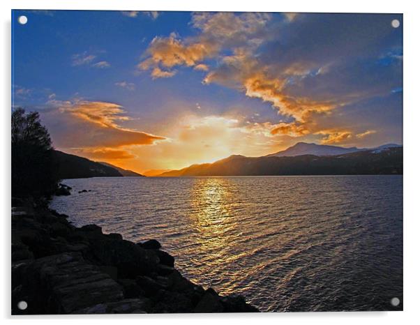 Loch Ness Sunset Acrylic by Jacqi Elmslie