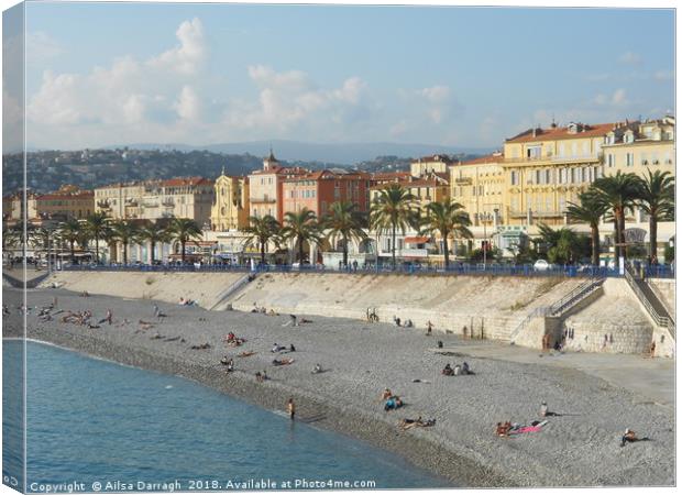      View of Nice Promenade on the French Riviera  Canvas Print by Ailsa Darragh