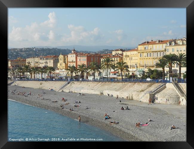      View of Nice Promenade on the French Riviera  Framed Print by Ailsa Darragh