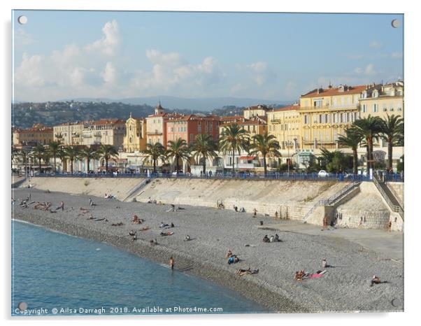      View of Nice Promenade on the French Riviera  Acrylic by Ailsa Darragh