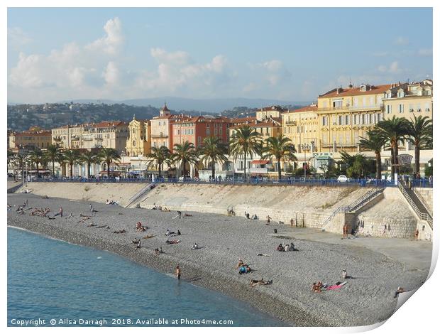      View of Nice Promenade on the French Riviera  Print by Ailsa Darragh