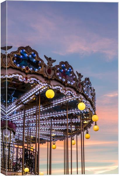 Paris Carousel Sunset Canvas Print by Maggie McCall