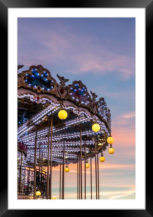 Paris Carousel Sunset Framed Mounted Print by Maggie McCall