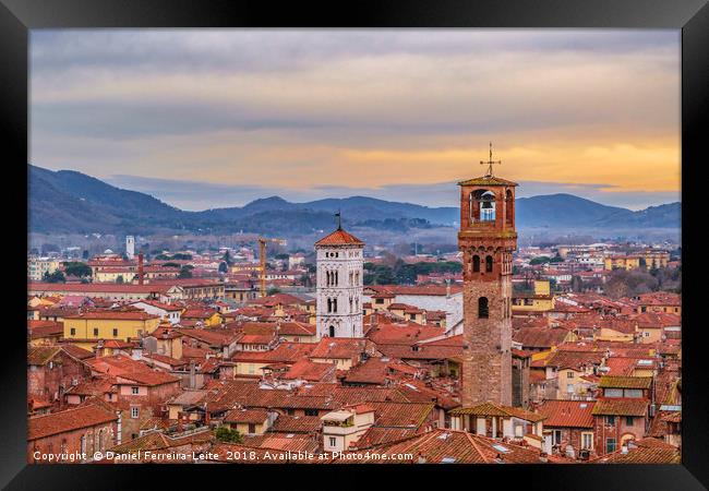 Aerial View Historic Center of Lucca, Italy Framed Print by Daniel Ferreira-Leite