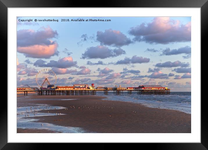Blackpool Central Pier Sunset Framed Mounted Print by rawshutterbug 