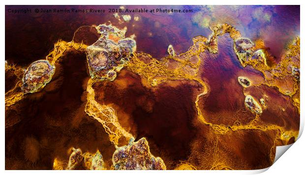 Stones in red waters connected by stromatolites Print by Juan Ramón Ramos Rivero