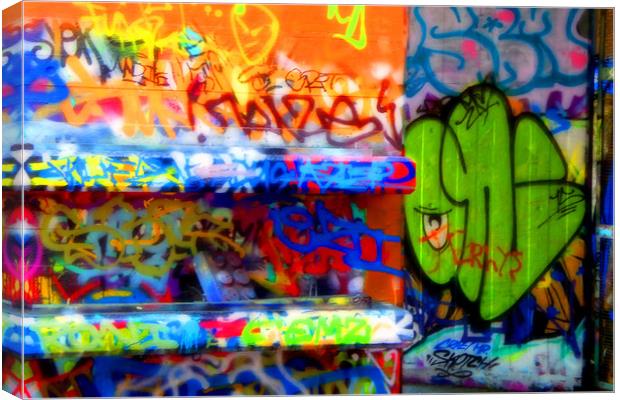 Southbank Skate Park Graffiti London Canvas Print by Andy Evans Photos