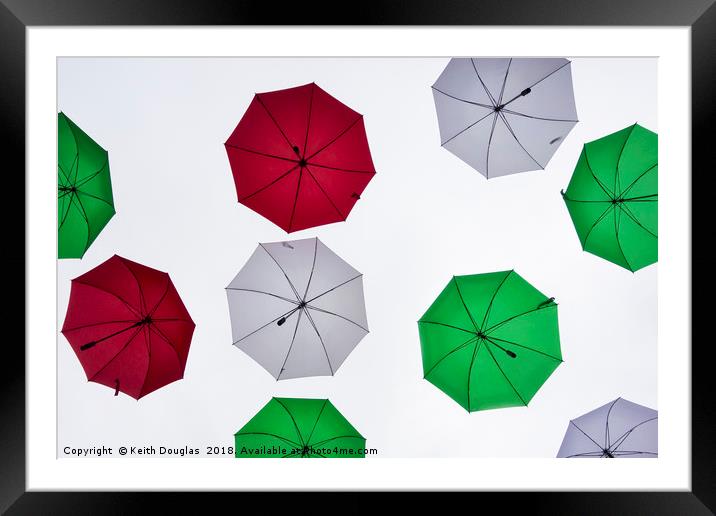 Italian Umbrellas in the sky Framed Mounted Print by Keith Douglas