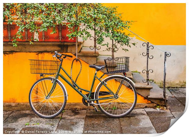 Bicycle Parked at Wall, Lucca, Italy Print by Daniel Ferreira-Leite