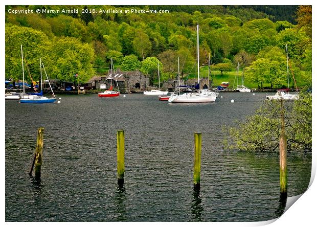 Boats on Lake WIndermere Print by Martyn Arnold